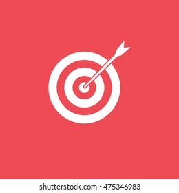 Target Flat Icon On Red Background