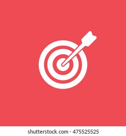 Target Flat Icon On Red Background