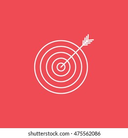 Target Flat Icon On Red Background