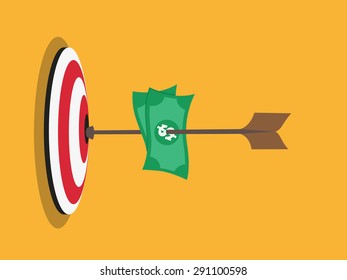 Target flat icon on yellow background