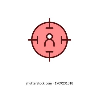 Target flat icon. Thin line signs for design logo, visit card, etc. Single high-quality outline symbol for web design or mobile app. Marketing outline pictogram.