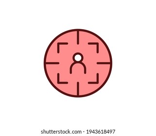 Target flat icon. Thin line signs for design logo, visit card, etc. Single high-quality outline symbol for web design or mobile app. Marketing outline pictogram.
