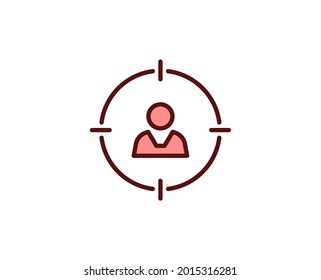 Target flat icon. Thin line signs for design logo, visit card, etc. Single high-quality outline symbol for web design or mobile app. Marketing outline pictogram.