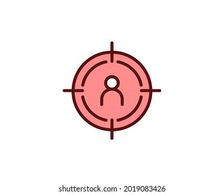 Target flat icon. Thin line signs for design logo, visit card, etc. Single high-quality outline symbol for web design or mobile app. Marketing outline pictogram.