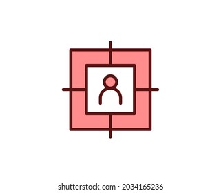 Target flat icon. Thin line signs for design logo, visit card, etc. Single high-quality outline symbol for web design or mobile app. Marketing outline pictogram.