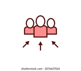 Target flat icon. Thin line signs for design logo, visit card, etc. Single high-quality outline symbol for web design or mobile app. Marketing outline pictogram.