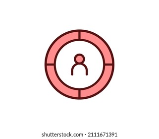 Target flat icon. Thin line signs for design logo, visit card, etc. Single high-quality outline symbol for web design or mobile app. Marketing outline pictogram.