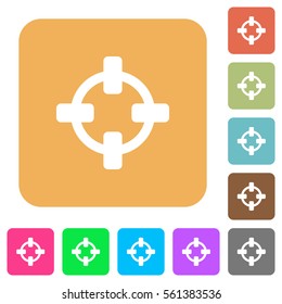 Target flat icons on rounded square vivid color backgrounds.