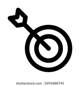 Icono de contorno mínimo plano objetivo que representa el objetivo, el enfoque y el diseño moderno de logros