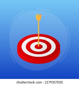 Target in flat style on blue background. Illustration vector flat. Target customer concept