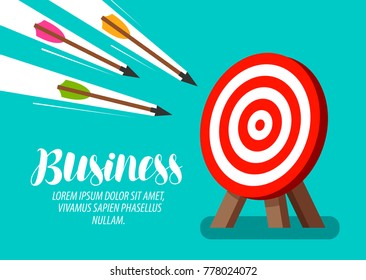 Target and flying arrows. Business concept. Vector illustration