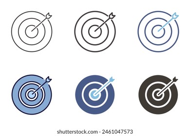 Zielfokusziel mit Pfeilsymbol. Vektorgrafik grafische Elemente einer Dartboard-Genauigkeit