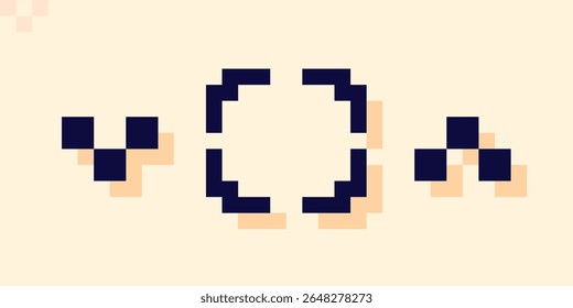 Target or focus icon with small square elements drawn in pixel art style.