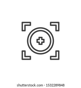 Target focus line icon. linear style sign for mobile concept and web design. Aim target outline vector icon. Symbol, logo illustration. Vector graphics