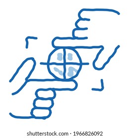 target focusing sketch icon vector. Hand drawn blue doodle line art target focusing sign. isolated symbol illustration