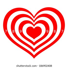 target in the form of red hearts