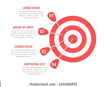 Target with four arrows with numbers and text, infographic template, vector eps10 illustration