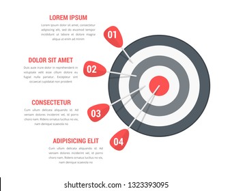 Target with four arrows with numbers and text, infographic template, vector eps10 illustration