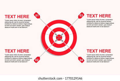 Target with four arrows with numbers and text, infographic template, vector eps10 illustration