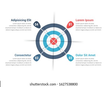 Target with four arrows, four steps to your goal, vector eps10 illustration