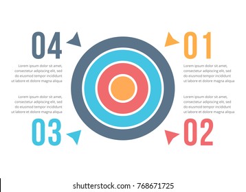 Target with four numbers and text, four steps to your goal, infographic template, vectpr eps10 illustration