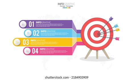 Target With Four Steps To Your Goal Infographic Template For Web, Business, Presentations.