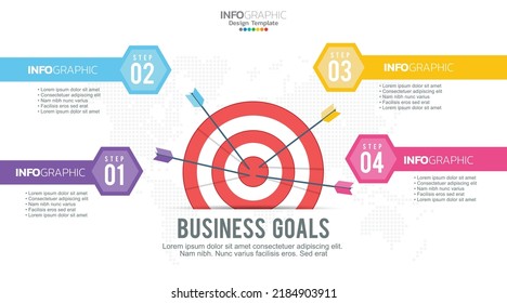 Target with Four steps to your goal infographic template for web, business, presentations.