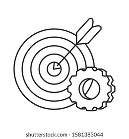 Target and gear design, Solution success strategy idea problem innovation and creativity theme Vector illustration