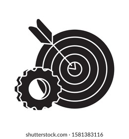 Target and gear design, Solution success strategy idea problem innovation and creativity theme Vector illustration