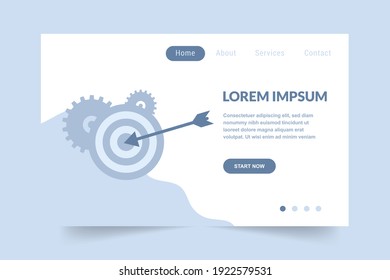 target and gears banner concept. design for web UI, mobile upp, banner,Social Media Networking, Internet Accounting Website Landing Page, Web Page, poster.Vector illustration