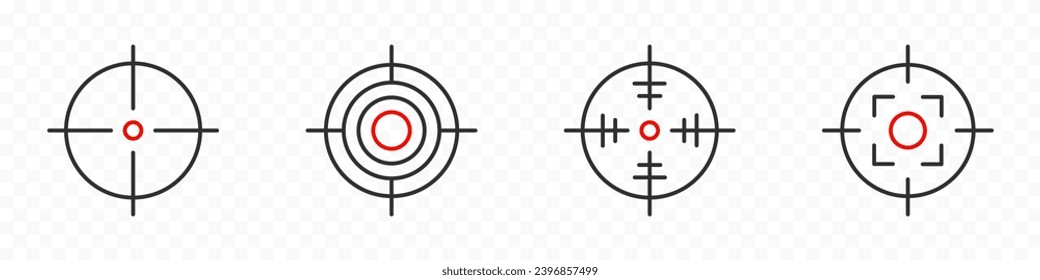 Objetivo, objetivo, objetivo, objetivo conjunto de iconos de línea de círculo