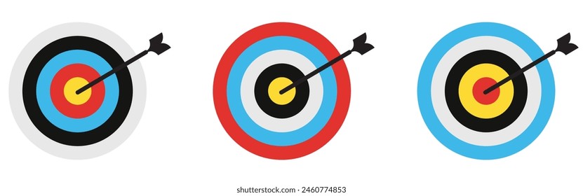  target goal with arrow isolated on white background icon symbol flat vector illustration