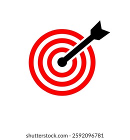 target goal with arrow isolated on white background icon symbol flat vector illustration