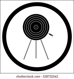 Target goal of black white icon vector illustration. Target icon, arrow in bullseye, shooting target