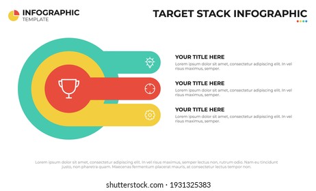 Zieldiagramm oder Zieldiagramm mit 3 Optionen, Infografik-Element, Vorlage für das Präsentationslayout, Vektorgrafik