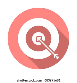 Target, goal flat icon. Round colorful button, Bullseye circular vector sign with long shadow effect. Flat style design