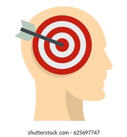 Target goal in human head icon flat isolated on white background vector illustration