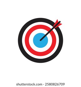 Target, goal icon.  icon of an arrow hitting the center of a target, representing achieving a goal.