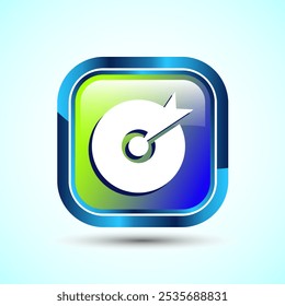 Target goal icon design illustration, Goal sign symbol, Glossy square button design