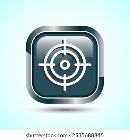 Target goal icon design illustration, Goal sign symbol, Gray color square button design