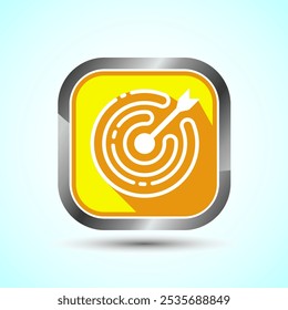 Target goal icon design illustration, Goal sign symbol, Yellow shadow button design