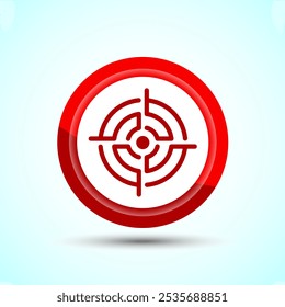 Target goal icon design illustration, Goal sign symbol, Red color button design