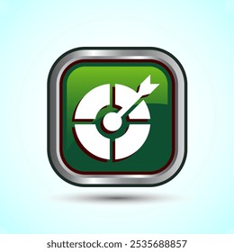 Target goal icon design illustration, Goal sign symbol, Green color square button design