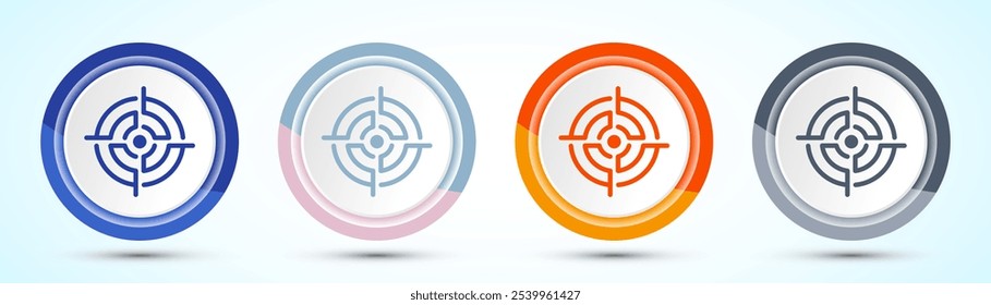 Target goal icon design illustration, Goal sign symbol, Four color button design set