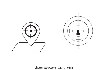 target goal, icon focus arrow set line draw