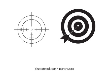 target goal, icon focus arrow set line draw