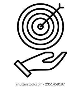 Icono de objetivo o ilustración vectorial de logotipo estilo de línea de color negro.