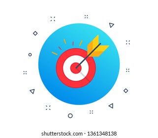 Target goal icon. Marketing targeting strategy symbol. Aim target with arrow sign. Archery or goal strategy. Random dynamic shapes. Gradient target goal button. Vector