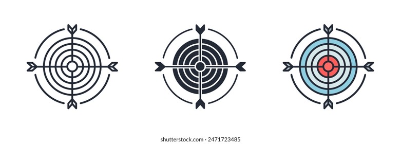 Ilustración vectorial de iconos de objetivo y objetivo aislados sobre fondo blanco