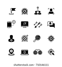 Target and goal icons. Targeting strategy and business objectives vector symbols. Target business and strategy marketing illustration